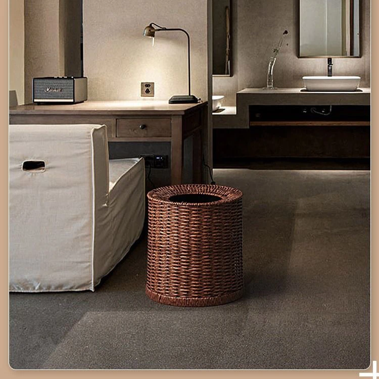 北欧垃圾桶花藤耐脏小众款酒店黑色防水客厅大号手工复古透明