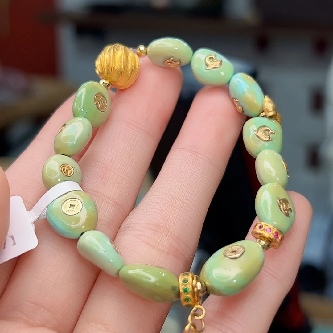 绿松石珠宝奇石18K金镶嵌