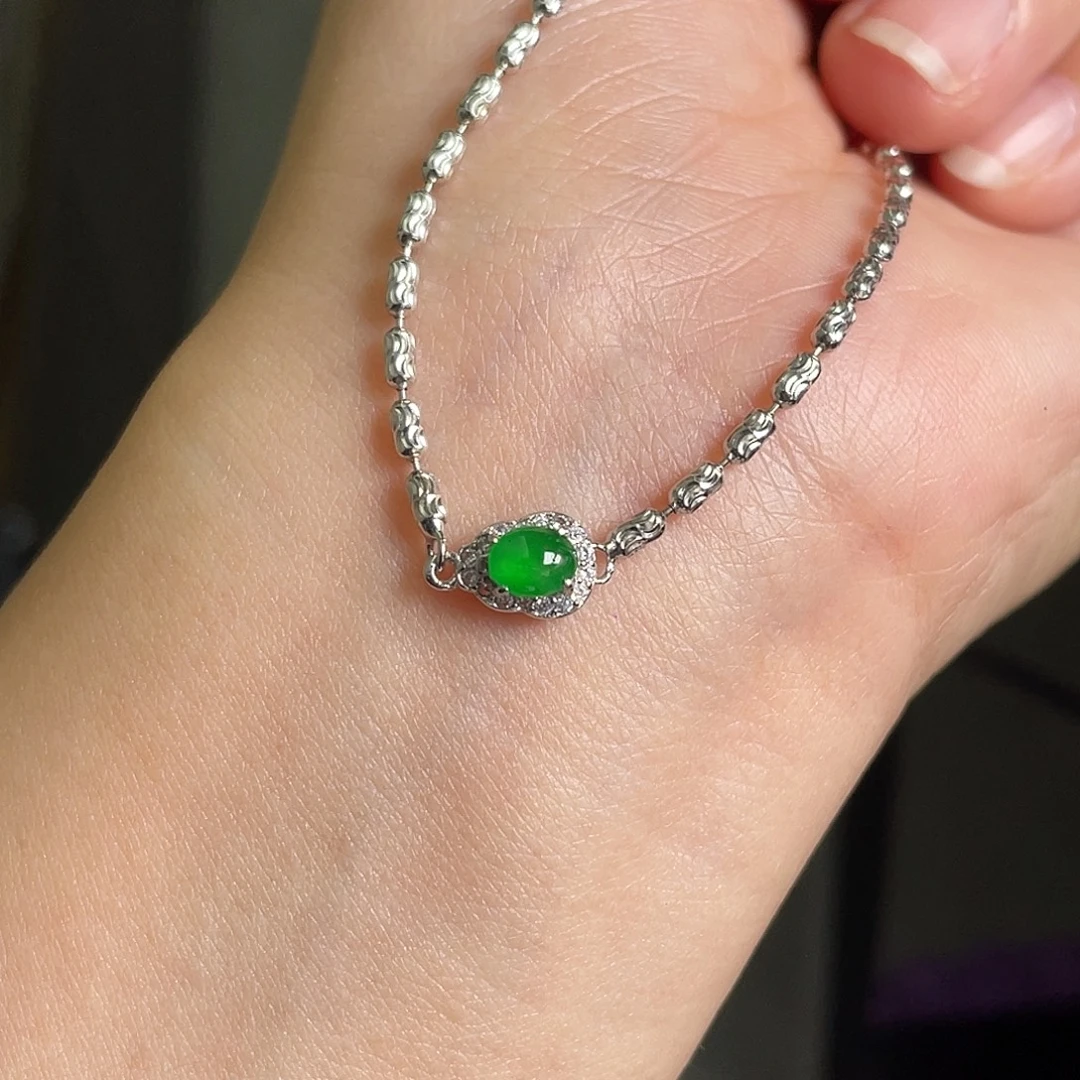 翡翠银S925镶嵌手链