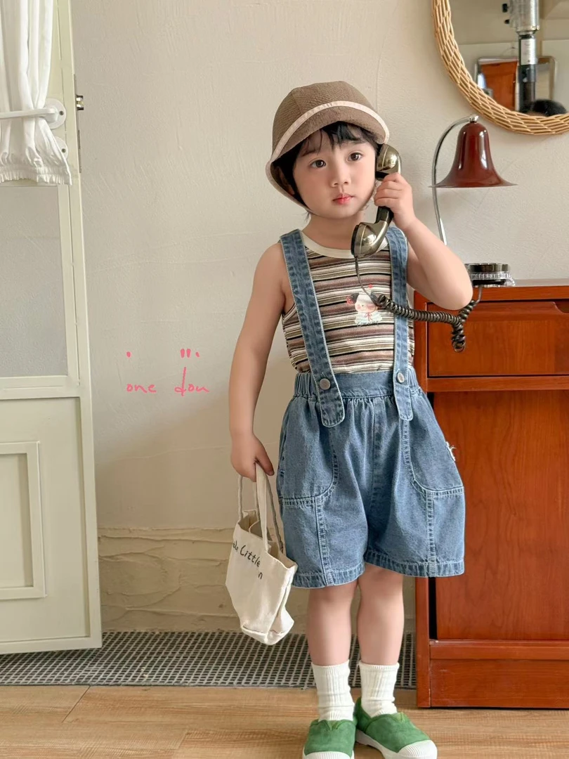 AC392~one豆·25夏~小熊背带裤两件套5516