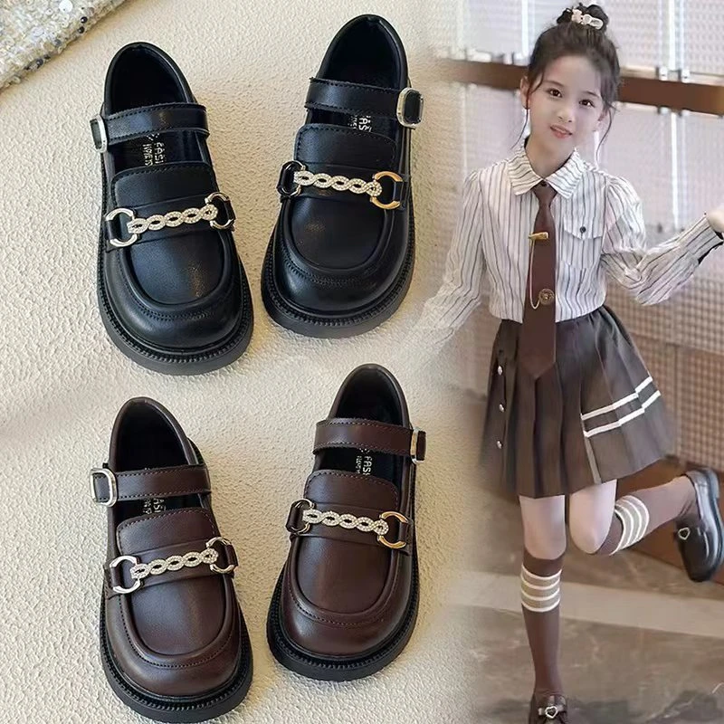 2025春秋新款儿童小皮鞋女童单鞋宝宝公主鞋软底小女孩黑色洋气