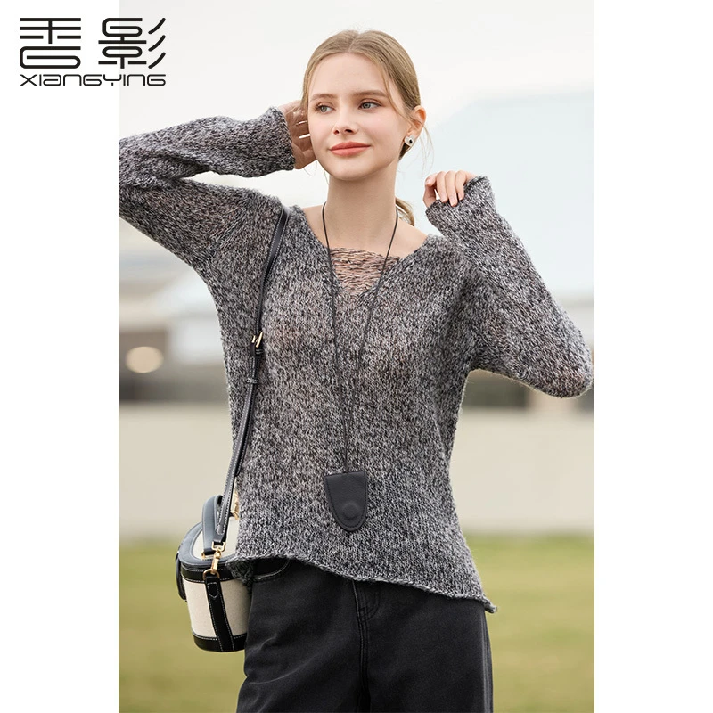 【粉丝专属】N851266毛针织衫 香影镂空针织衫女春季新款慵懒风