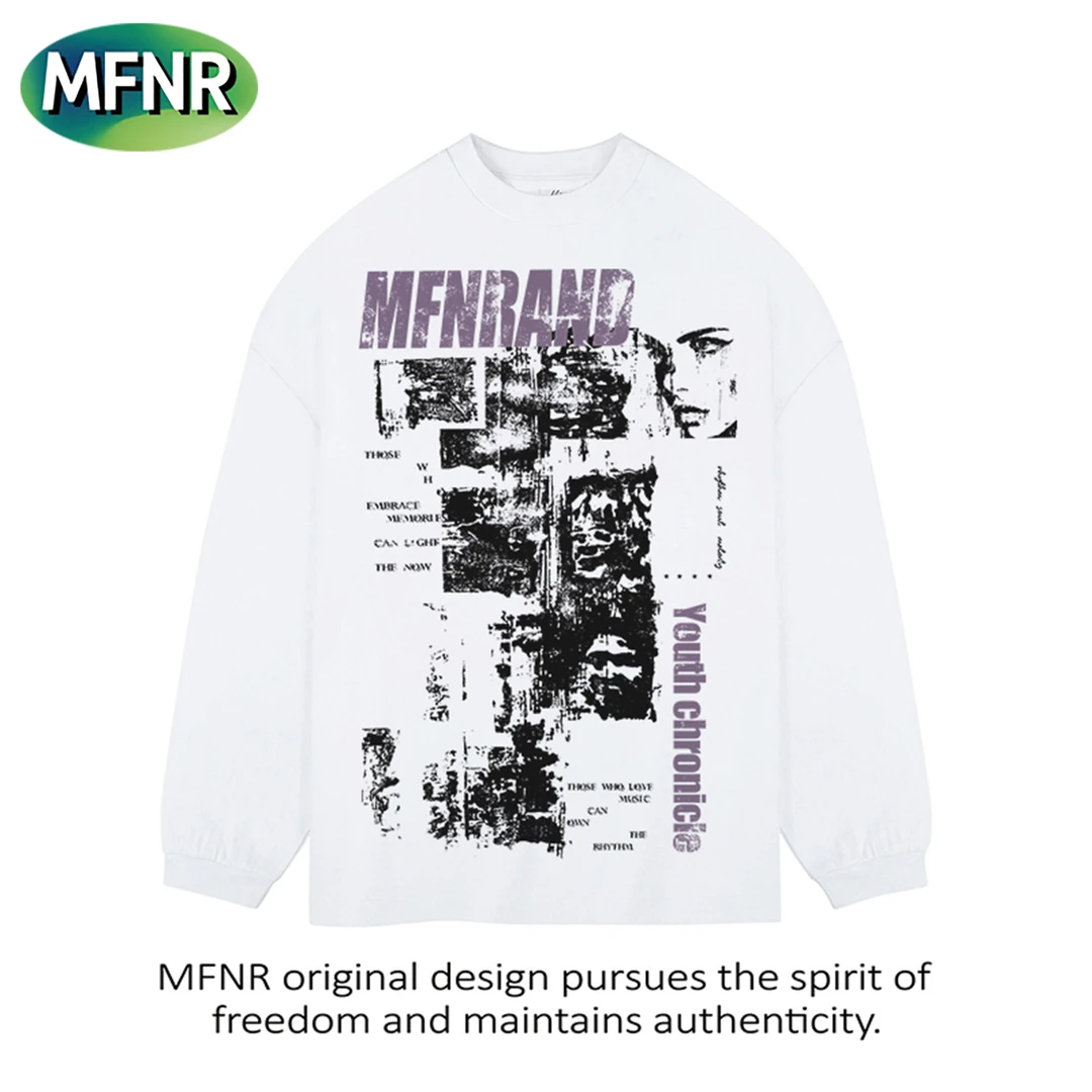 美式复古百搭街头印花长袖t恤男秋冬新款宽松重磅纯棉打底上衣潮