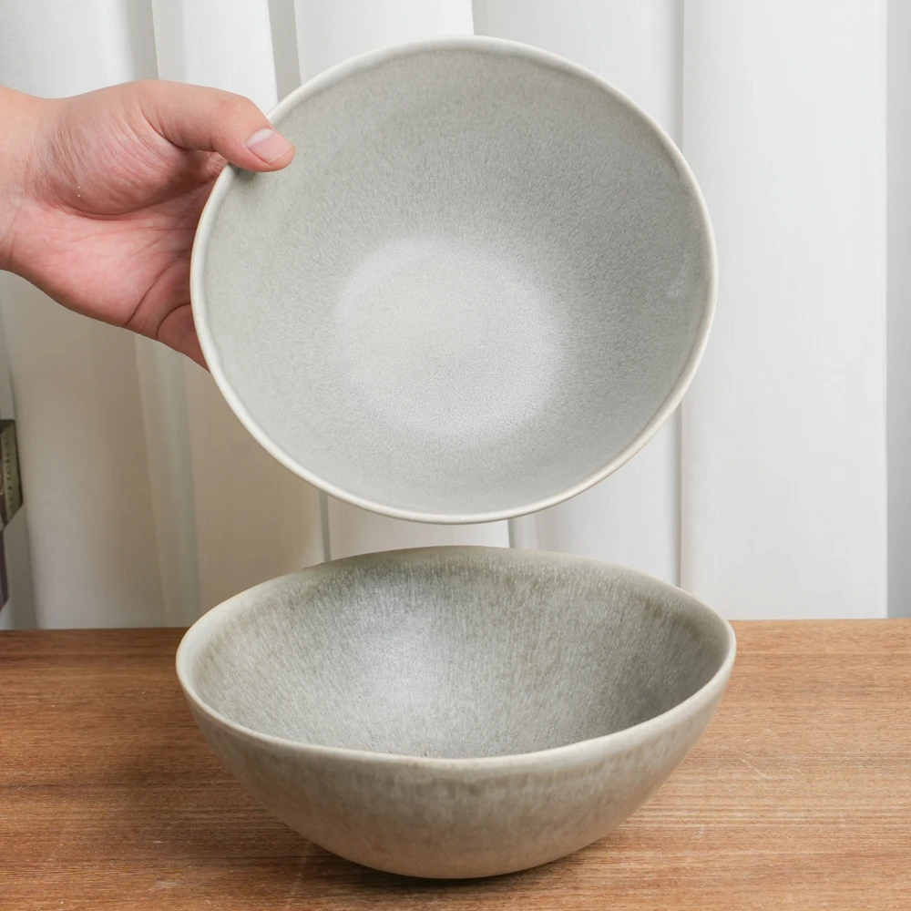 【瑕疵】釉下彩陶瓷碗餐厅家用哑光沙拉碗日式高颜值粗陶汤面碗F1B