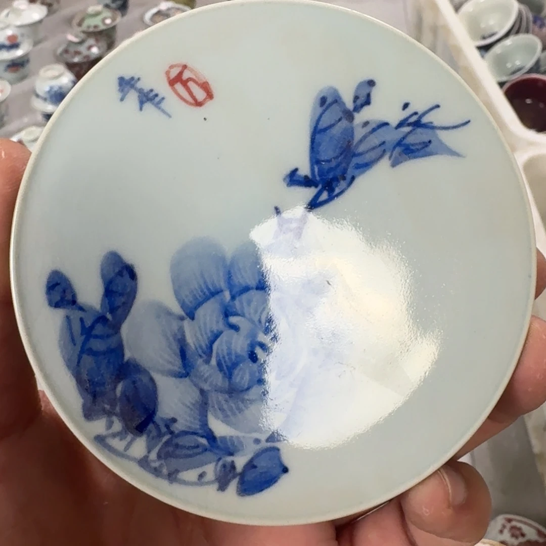 摆件手工手绘黑牡丹花盖置