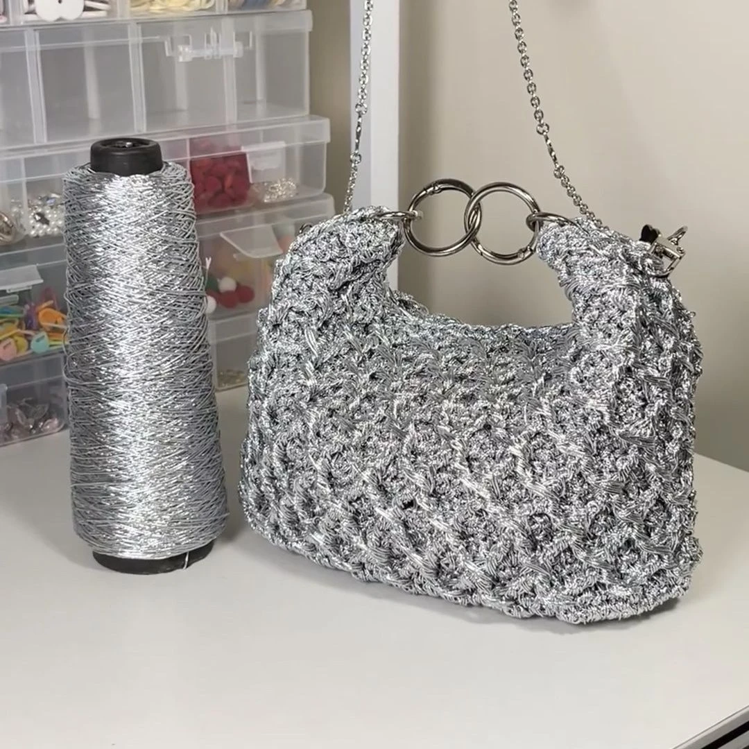 mm银色Feve同款闪银特色编织碎银银线diy手工钩织材料