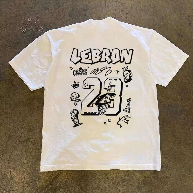 【切克Now】重磅骑士詹姆斯印花纯棉短袖t恤宽松小众设计感运动百搭