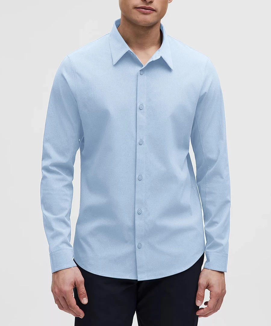 穿搭黑科技~春夏男士免烫透气网孔纽扣翻领衬衫挺阔有型开衫513V