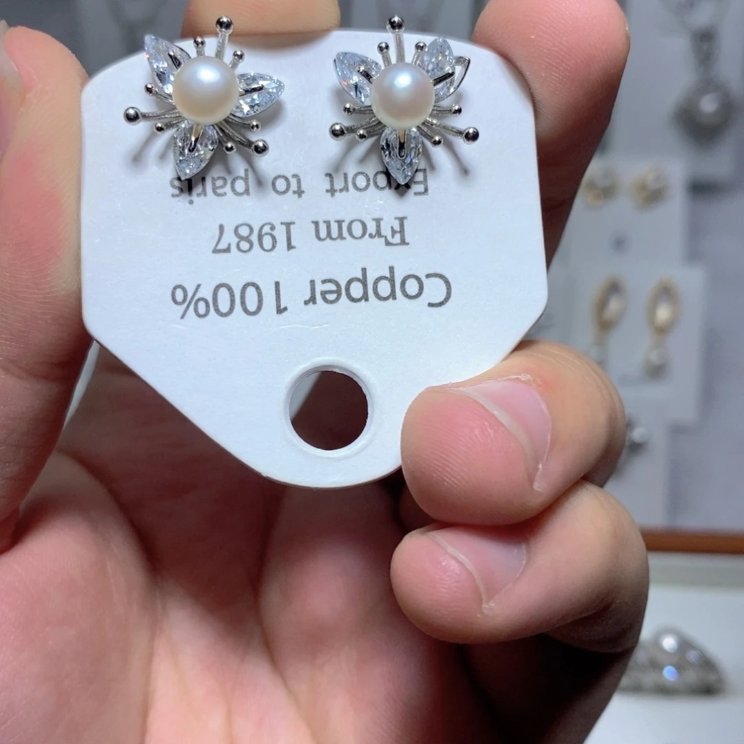 淡水珍珠耳饰银S925镶嵌