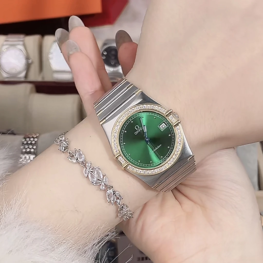 95新 Omega/欧米茄 星座/石英/绿色盘/OM112