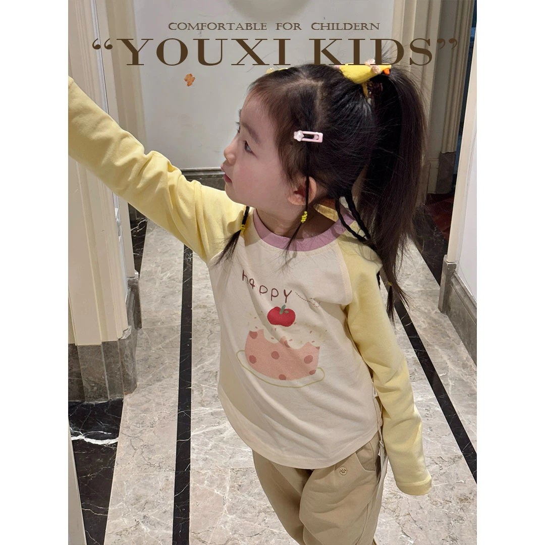 现【飞飞家】·周末美术馆新款春季长袖海岛棉撞色插肩袖套头TFF2495