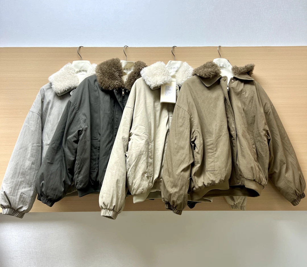 93955羊羔绒毛领派克服巴恩风工装外套