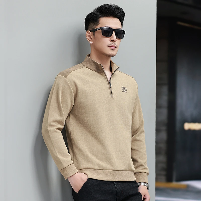 中年男士套头长袖T恤春秋舒适弹力上衣户外秋冬宽松休闲百搭卫衣