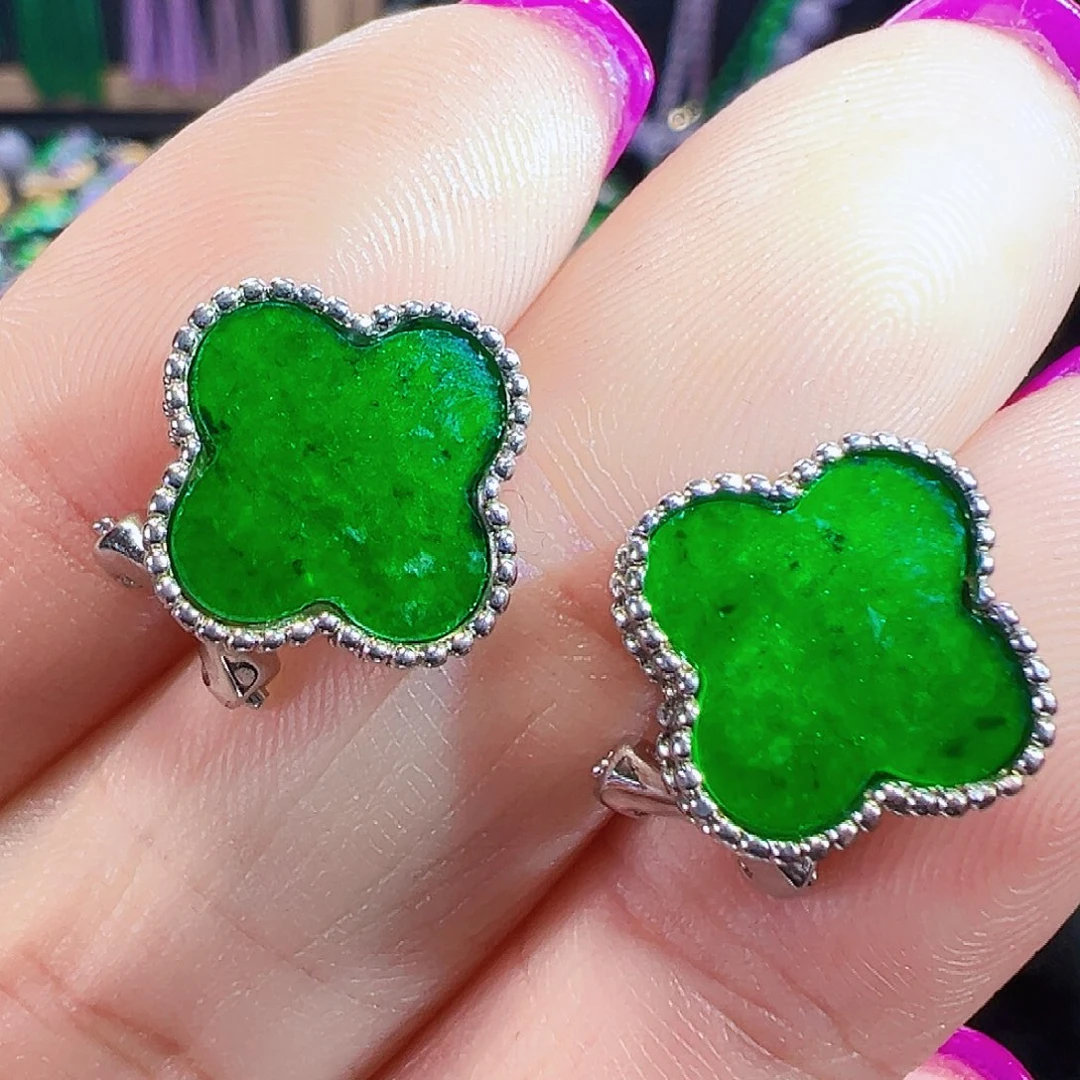 翡翠银S925镶嵌耳饰签收后24小时鉴赏期