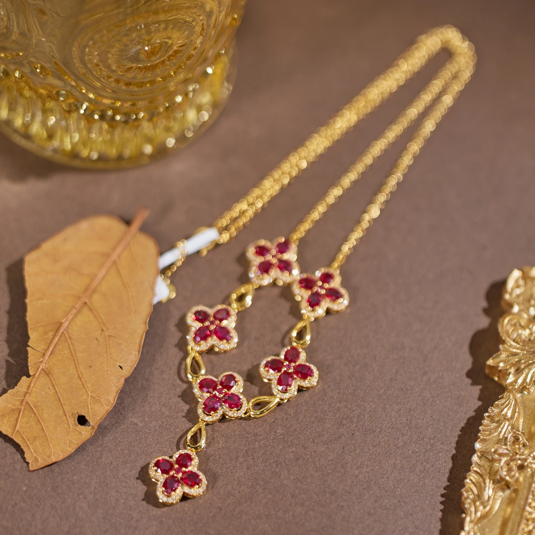 玉峰珠宝【安娜】红宝石项链18K金【S2672】多样性发一