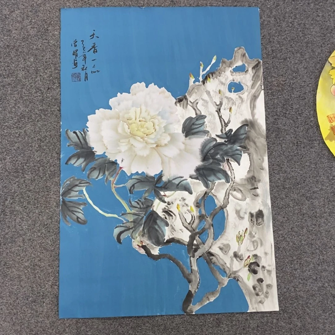 国画尺寸68✖️46四尺三开精工笔手绘画
