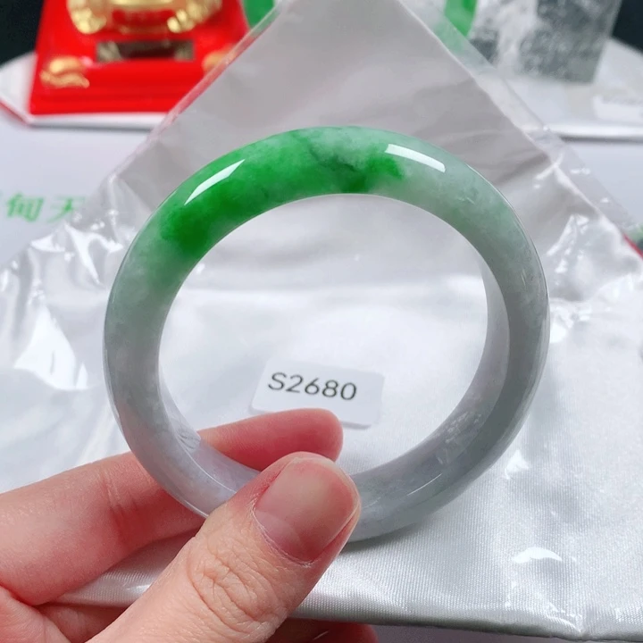 未镶嵌手镯翡翠缅甸天然A货翡翠手镯S2680圈口54