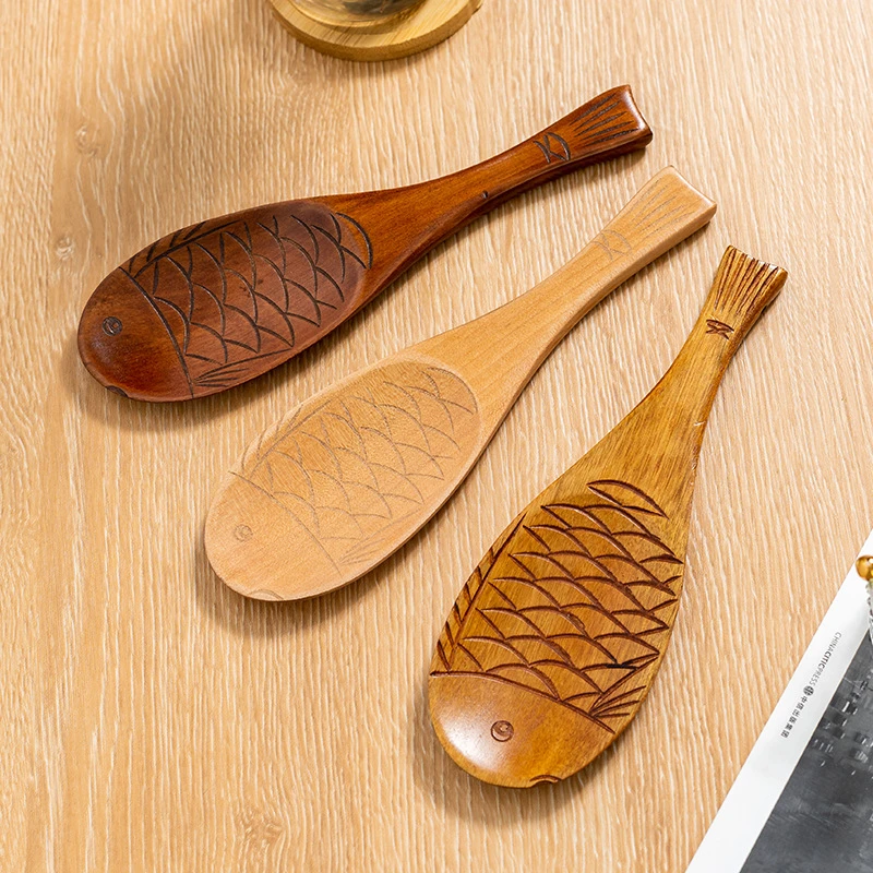鱼形饭勺创意日韩饭铲子家用厨房餐具鱼勺盛饭勺子木勺