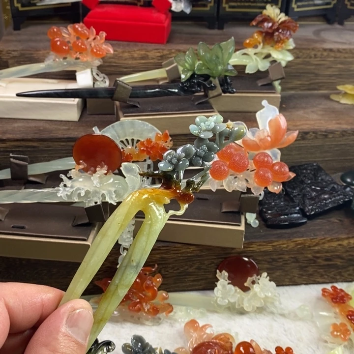 蛇纹石玉合金发饰