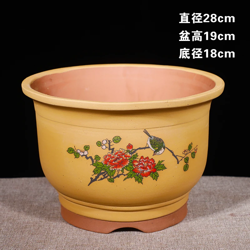 紫砂大口径金弹子盆景花盆种树花盆种菜盆专用花盆陶瓷