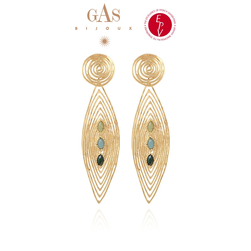 AZLOOK【法国进口】GAS BIJOUX珈思王妃系列海浪耳环蓝绿色小众珠宝
