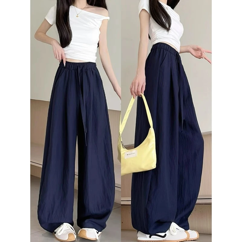 亚麻气球裤女夏季薄款高腰慵懒垂感宽松休闲小个子弯刀凉凉阔腿裤