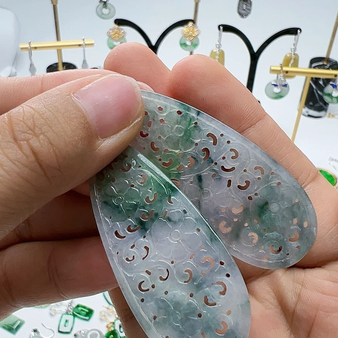 未镶嵌翡翠耳饰碧***o天然缅甸A货翡翠