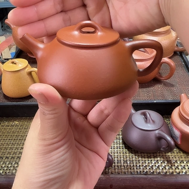 紫砂茶壶红泥石瓢120
