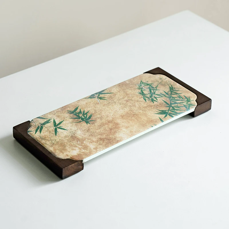 赞朴国风绿竹长方茶盘家用干泡盘壶承小型茶托盘功夫茶具2025新款