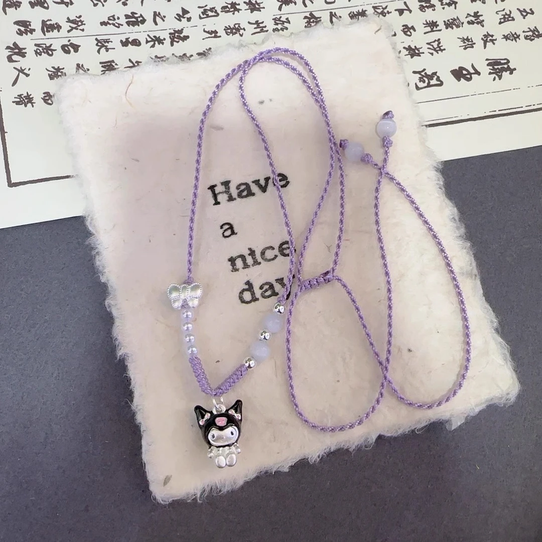 吊坠足银 足银999库洛米项链儿童纯银吊坠编绳送女孩六一生日礼物