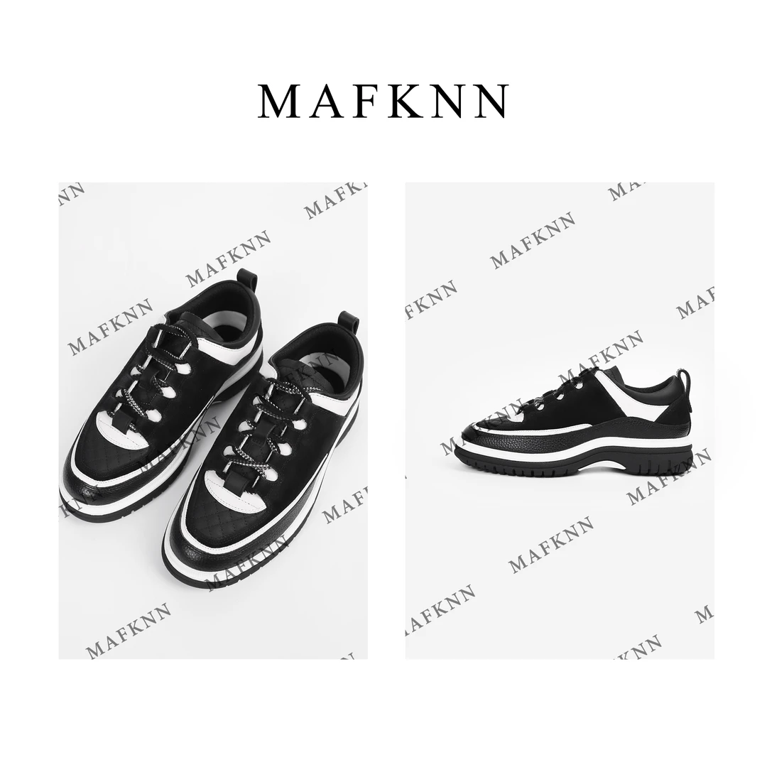 时尚休闲简约纯色百搭柔软舒适系带黑白鞋子MK11910