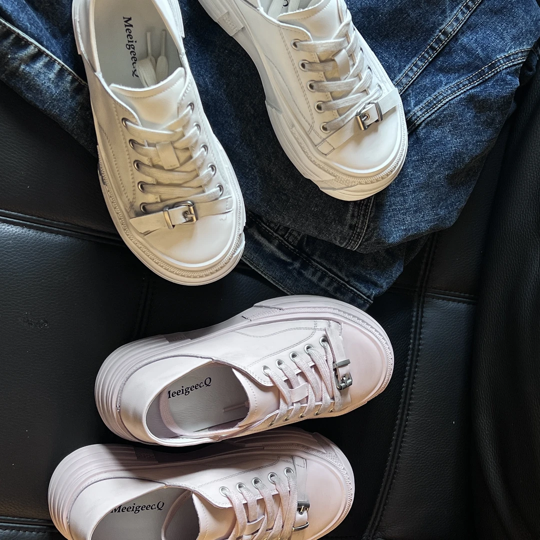 欧货.真皮圆头厚底两穿踩脚做旧擦色系带脏脏鞋小众休闲甜酷女鞋