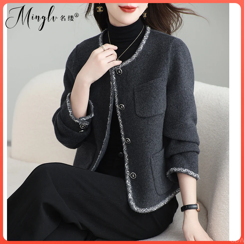 高端小香风修身显瘦大衣女短款2025秋冬新款高级感小个子呢子外套