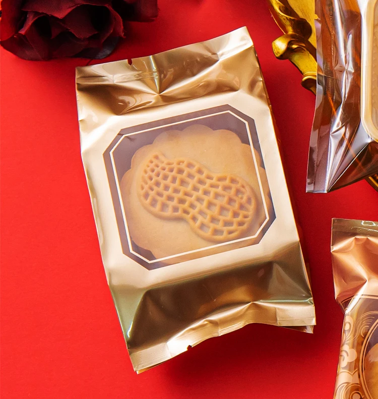 100套组合 加厚金色月饼包装袋 月饼底托