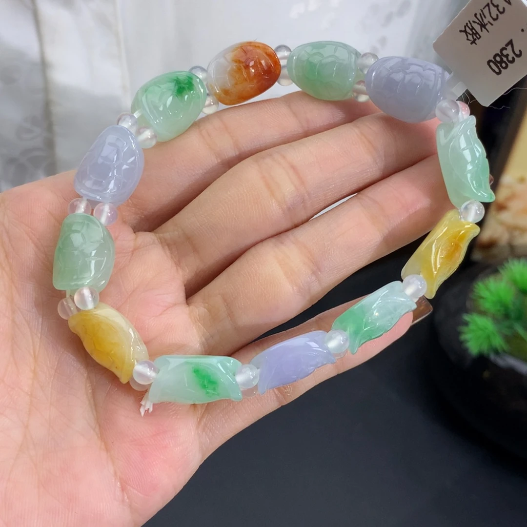 翡翠未镶嵌手串冰胶多宝富甲天下手串