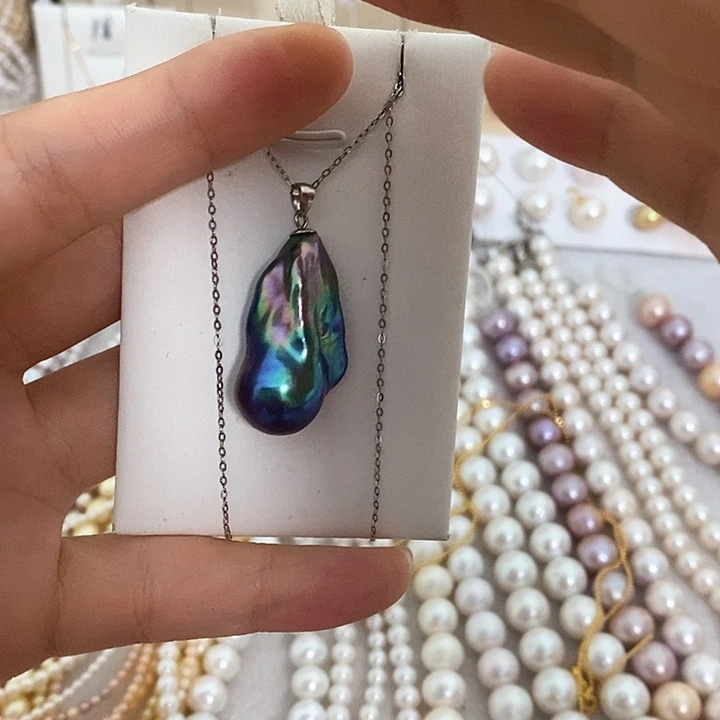 淡水珍珠银S925镶嵌颈饰