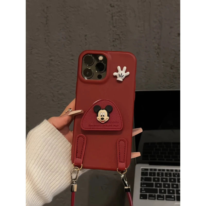 黄色米奇适用苹果16pro创意iPhone15手机壳卡通皮纹tpu可爱14plus