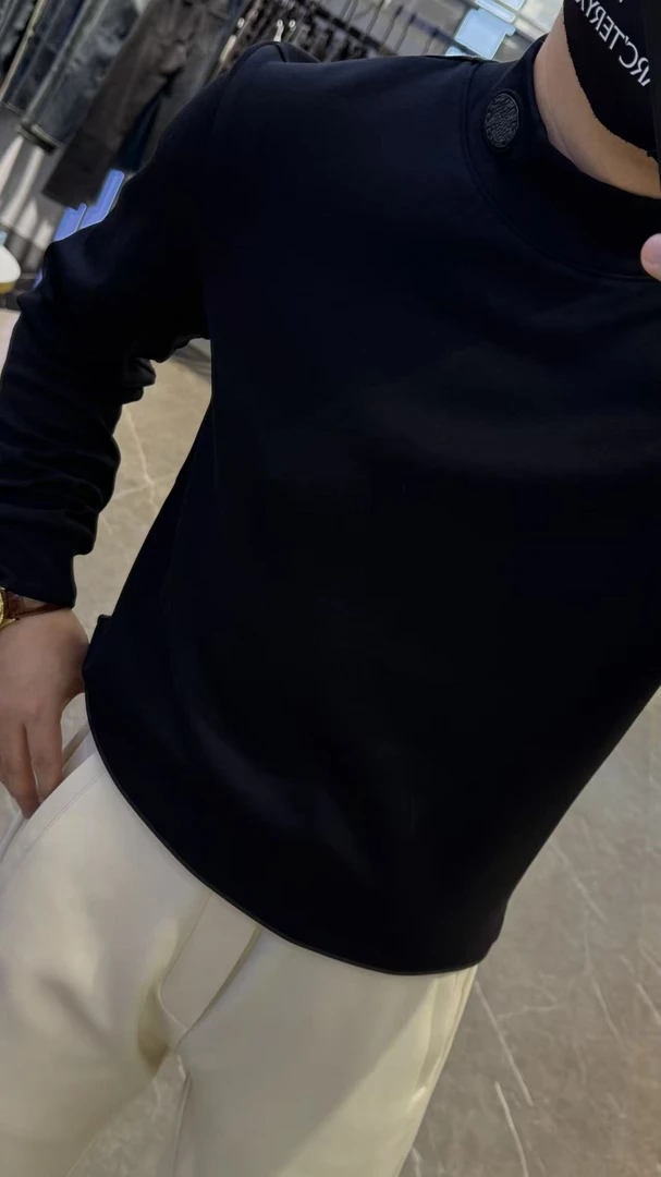 欧洲站新款轻奢欧货极简长袖T恤男半高领修身打底衫