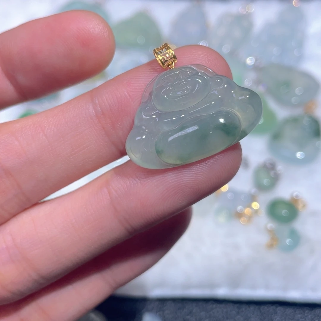 颈饰18K金镶嵌翡翠翡翠