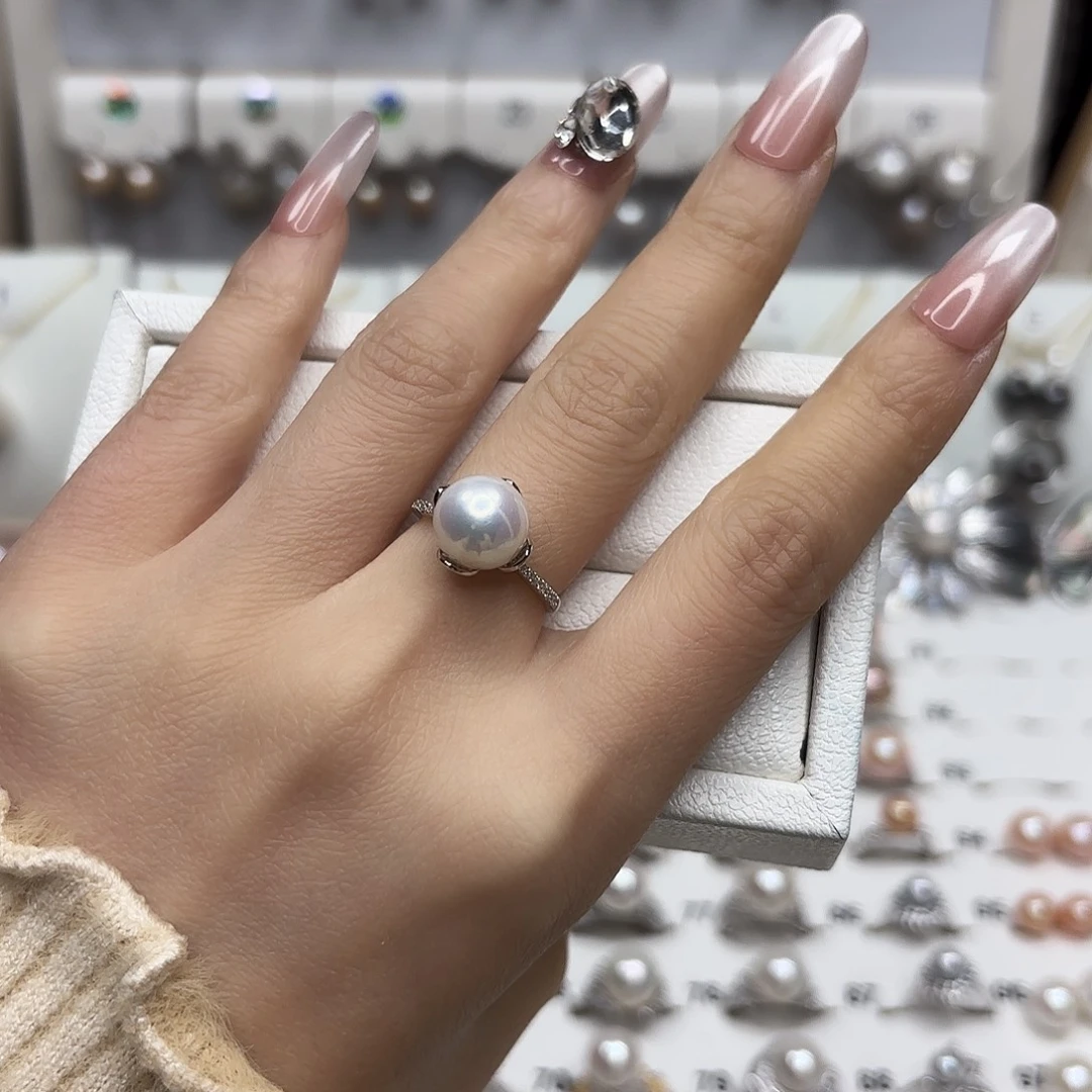 银S925镶嵌淡水珍珠戒指