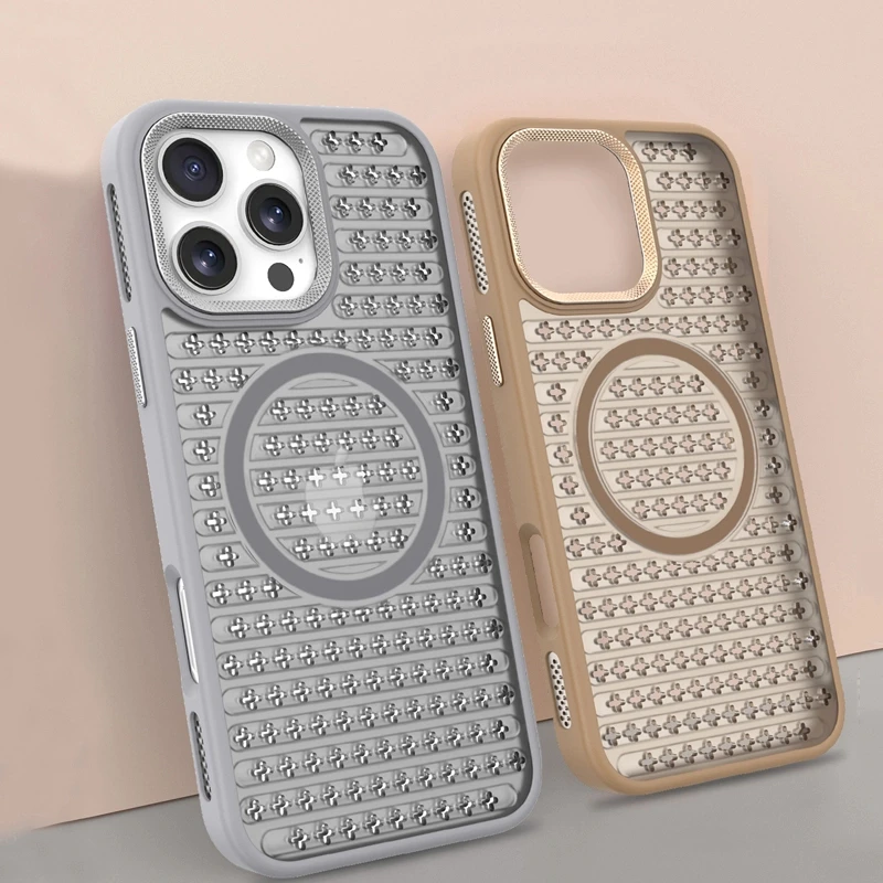 苹果16promax手机壳新款双重散热适用iPhone12/13/14/15磁吸套