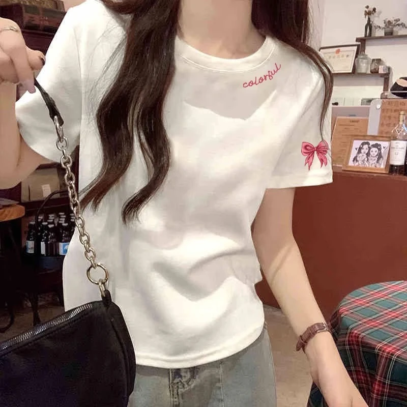 欧货白色正肩设计感短袖T恤女2025年夏季新款修身显瘦内搭上衣潮