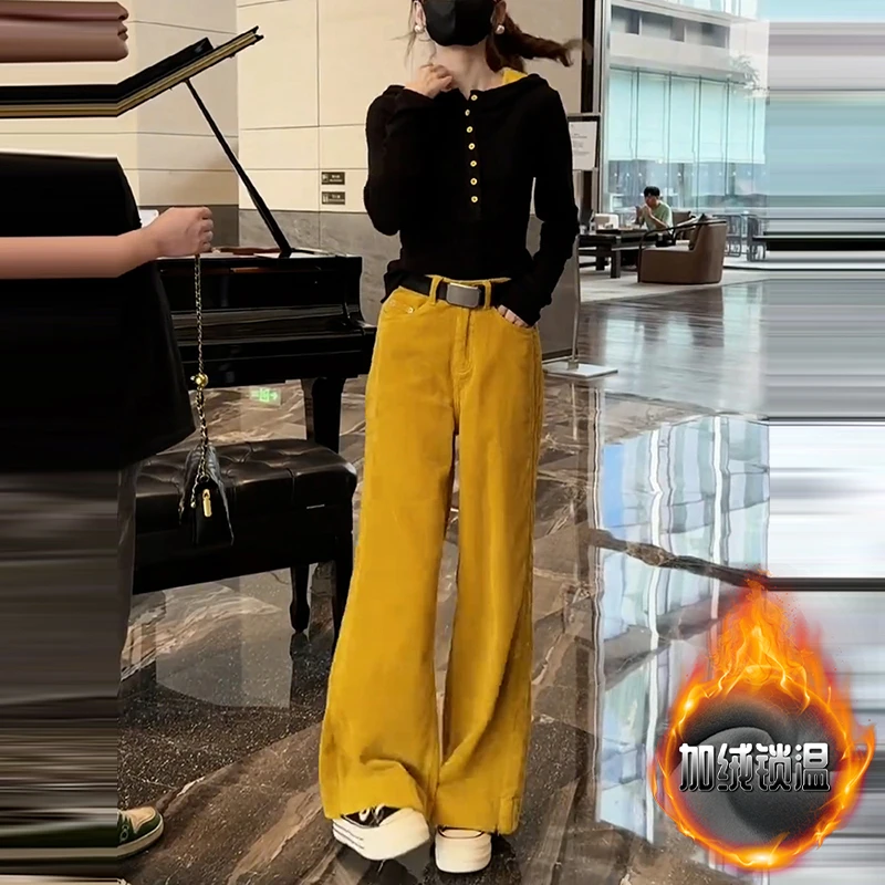 休闲一整套穿搭女设计感洋气加绒长袖卫衣高腰显瘦直筒裤两件套潮