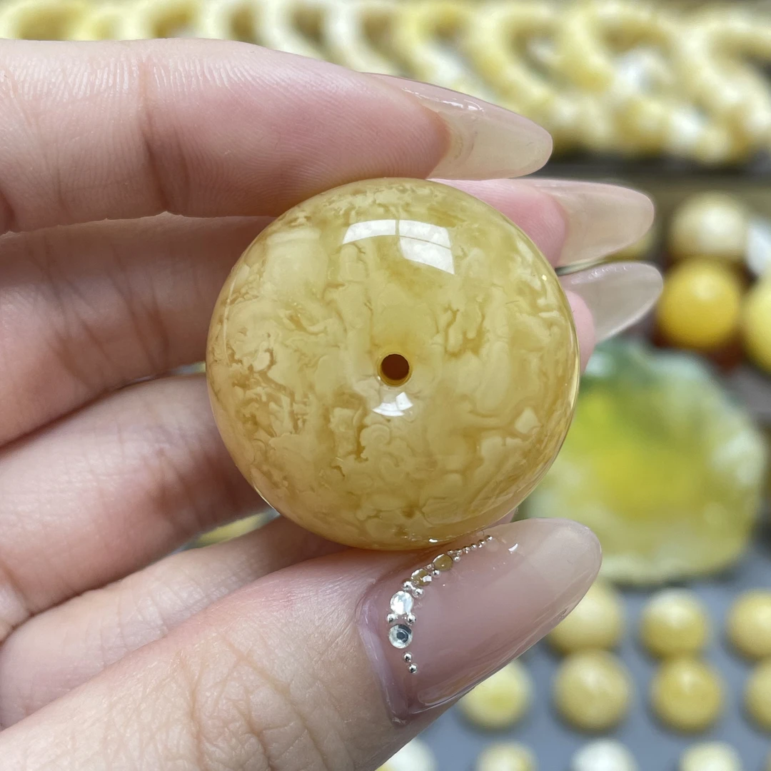 段掌柜臻选· 29.6*21.6mm天然原矿蜜蜡金妖虎皮扣子微瑕