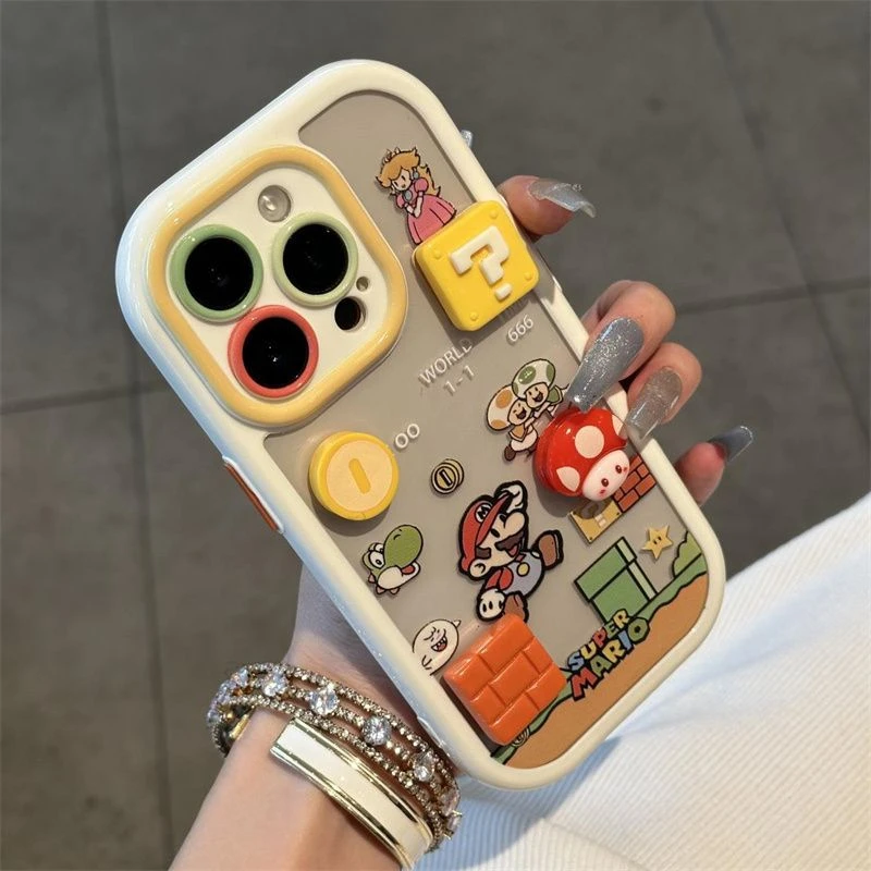 立体马里奥金币蘑菇适用苹果16手机壳华为vivo小米15oppo荣耀14