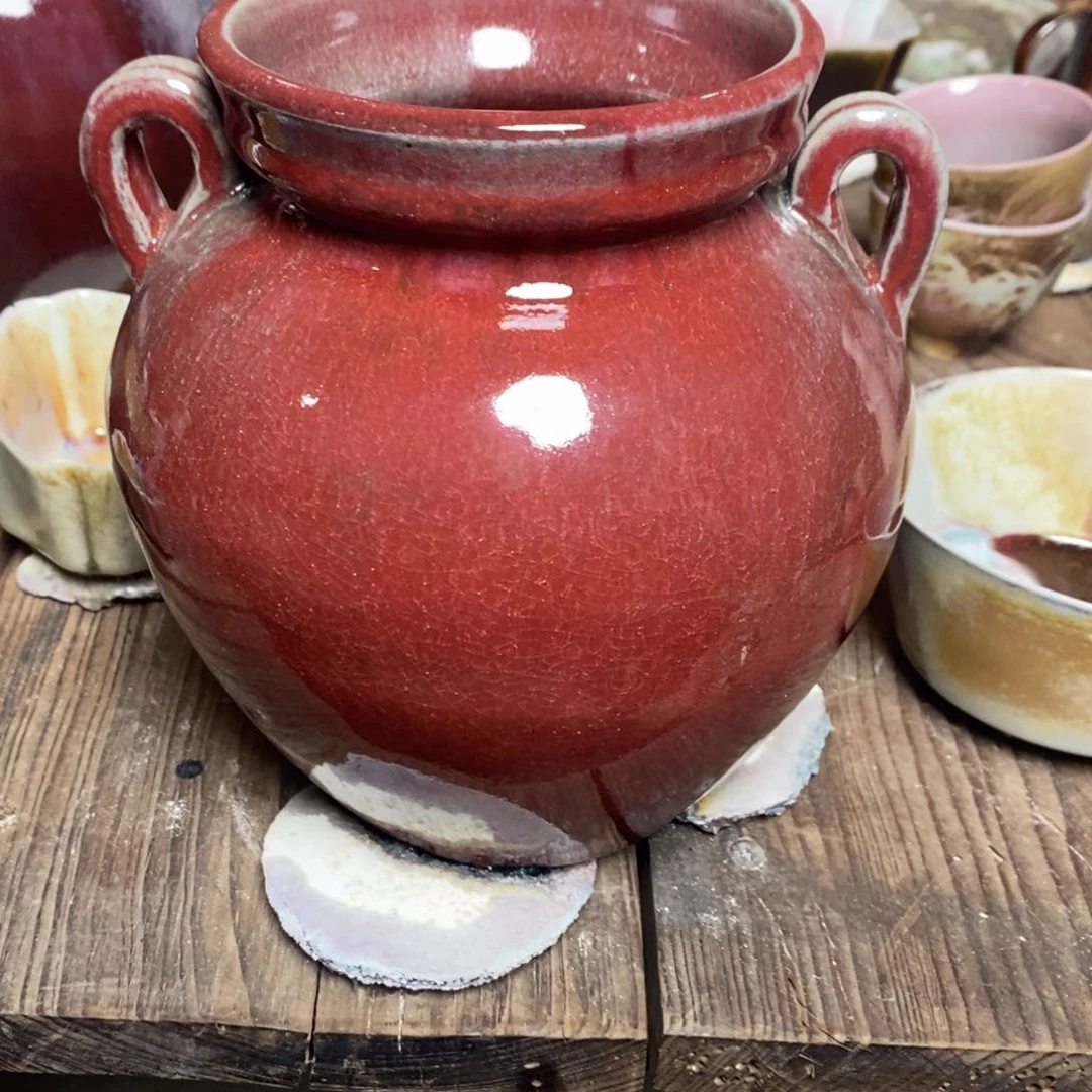 杯鑫*阳浪鬼柴烧 釉绘柴烧 猪油罐