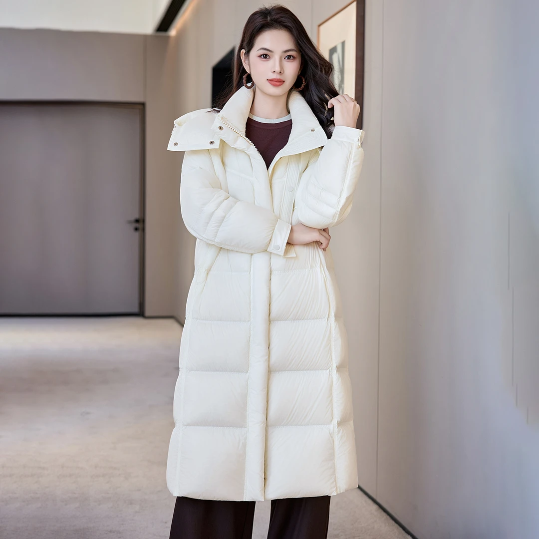 长款棉服女2025新款宽松立领连帽防风冬季棉袄加厚过膝羽绒服