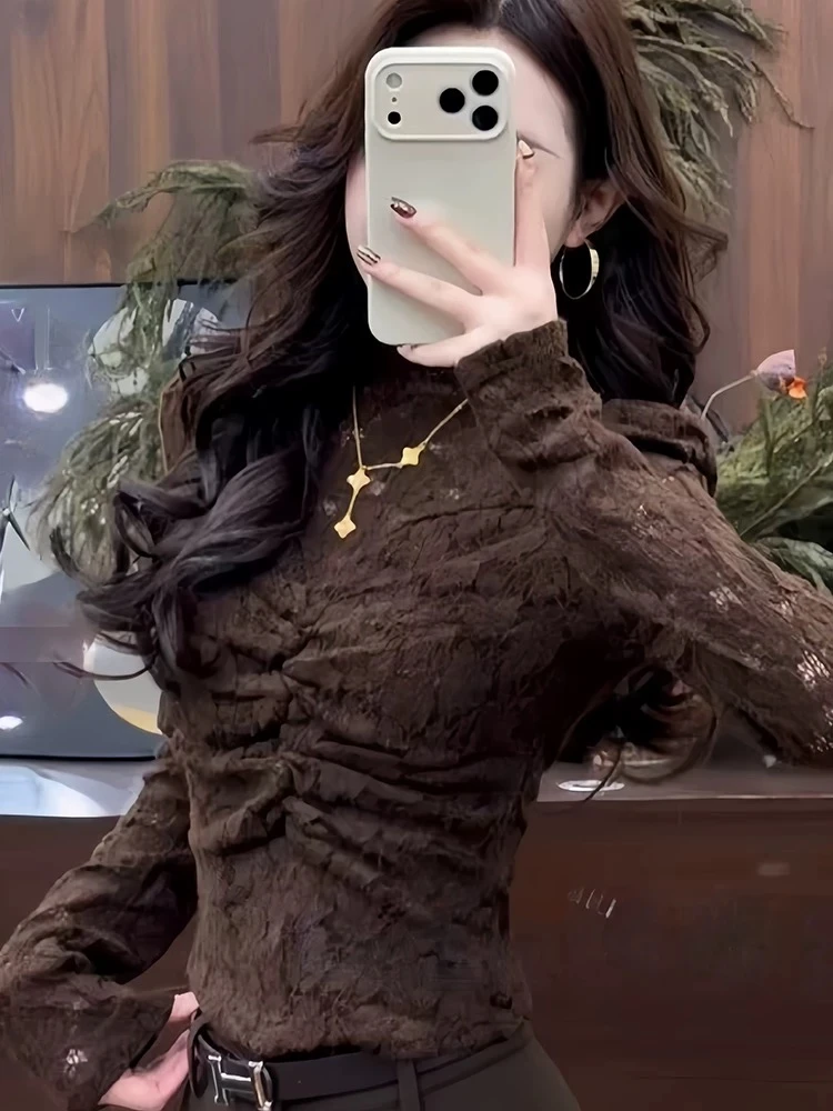 御姐风半高领女2025冬季新款修身显瘦百搭长袖上衣+皮裙套装