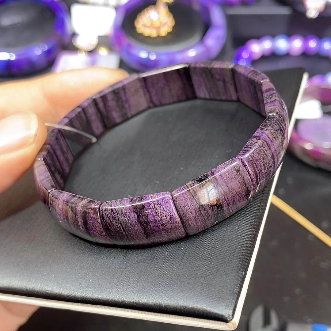 苏纪石（舒俱来）未镶嵌南非舒俱来老油紫满紫底镯排