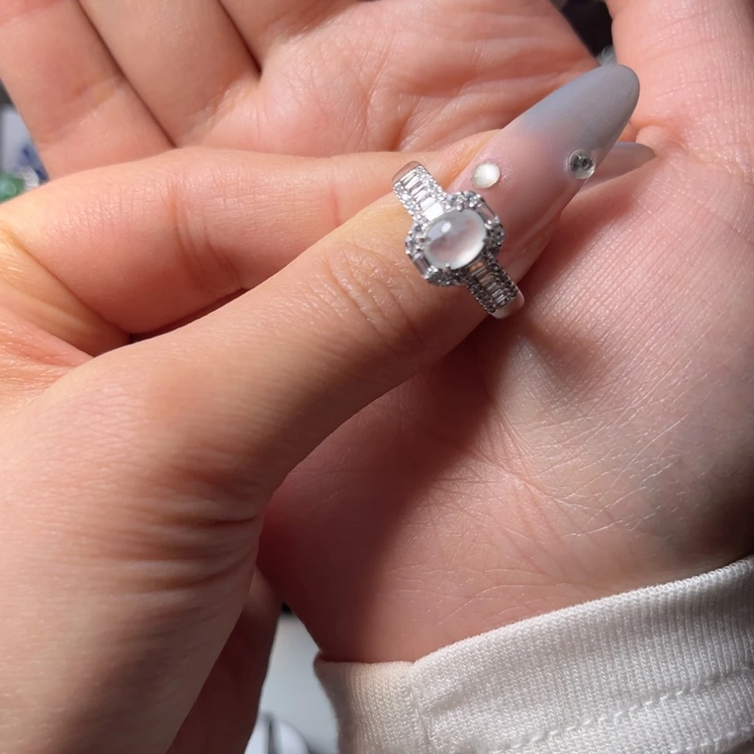 翡翠戒指银S925镶嵌66558